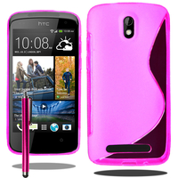 HTC Desire 500/ Dual Sim: Accessoire Housse Etui Pochette Coque S silicone gel + Stylet - ROSE