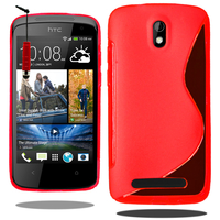 HTC Desire 500/ Dual Sim: Accessoire Housse Etui Pochette Coque S silicone gel + mini Stylet - ROUGE