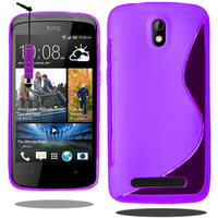 HTC Desire 500/ Dual Sim: Accessoire Housse Etui Pochette Coque S silicone gel + mini Stylet - VIOLET
