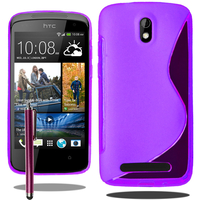 HTC Desire 500/ Dual Sim: Accessoire Housse Etui Pochette Coque S silicone gel + Stylet - VIOLET