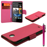 HTC Desire 601 Zara/ Dual Sim: Accessoire Etui portefeuille Livre Housse Coque Pochette cuir PU + Stylet - ROSE