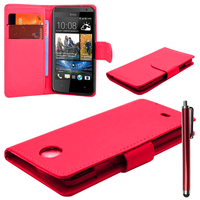 HTC Desire 601 Zara/ Dual Sim: Accessoire Etui portefeuille Livre Housse Coque Pochette cuir PU + Stylet - ROUGE