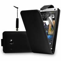 HTC Desire 601 Zara/ Dual Sim: Accessoire Etui Housse Coque Pochette simili cuir + mini Stylet - NOIR