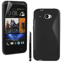 HTC Desire 601 Zara/ Dual Sim: Accessoire Housse Etui Pochette Coque S silicone gel + Stylet - NOIR