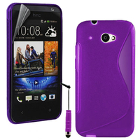 HTC Desire 601 Zara/ Dual Sim: Accessoire Housse Etui Pochette Coque S silicone gel + mini Stylet - VIOLET