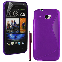 HTC Desire 601 Zara/ Dual Sim: Accessoire Housse Etui Pochette Coque S silicone gel + Stylet - VIOLET