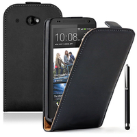 HTC Desire 601 Zara/ Dual Sim: Accessoire Housse coque etui cuir fine slim + Stylet - NOIR