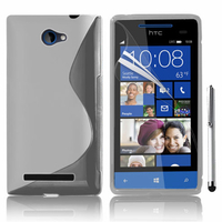 HTC Windows Phone 8S: Accessoire Housse Etui Pochette Coque S silicone gel + Stylet - TRANSPARENT