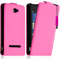 HTC Windows Phone 8S: Accessoire Housse coque etui cuir fine slim + mini Stylet - ROSE