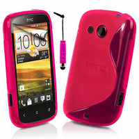 HTC Desire C A320E/ G7C: Accessoire Housse Etui Pochette Coque S silicone gel + mini Stylet - ROSE