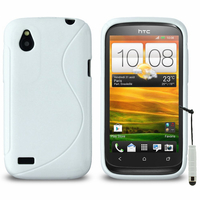 HTC Desire X T328E/ G7X: Accessoire Housse Etui Pochette Coque S silicone gel + mini Stylet - BLANC