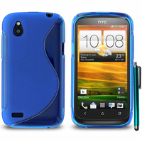 HTC Desire X T328E/ G7X: Accessoire Housse Etui Pochette Coque S silicone gel + Stylet - BLEU