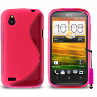 HTC Desire X T328E/ G7X: Accessoire Housse Etui Pochette Coque S silicone gel + mini Stylet - ROSE
