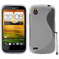 HTC Desire X T328E/ G7X: Accessoire Housse Etui Pochette Coque S silicone gel + mini Stylet - TRANSPARENT