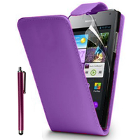 Huawei Ascend Y300: Accessoire Etui Housse Coque Pochette simili cuir + Stylet - VIOLET