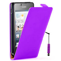 Huawei Ascend Y300: Accessoire Housse coque etui cuir fine slim + mini Stylet - VIOLET