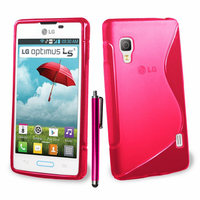 LG Optimus L5 II E460 (non compatible LG L5 II E455 Dual Sim): Accessoire Housse Etui Pochette Coque S silicone gel + Stylet - ROSE