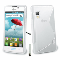 LG Optimus L5 II E460 (non compatible LG L5 II E455 Dual Sim): Accessoire Housse Etui Pochette Coque S silicone gel + mini Stylet - TRANSPARENT