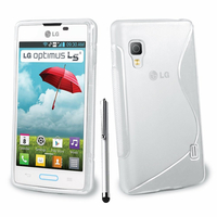 LG Optimus L5 II E460 (non compatible LG L5 II E455 Dual Sim): Accessoire Housse Etui Pochette Coque S silicone gel + Stylet - TRANSPARENT