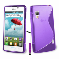 LG Optimus L5 II E460 (non compatible LG L5 II E455 Dual Sim): Accessoire Housse Etui Pochette Coque S silicone gel + mini Stylet - VIOLET