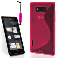 LG Optimus L7 P700/ P705: Accessoire Housse Etui Pochette Coque S silicone gel + mini Stylet - ROSE