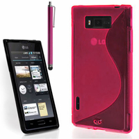 LG Optimus L7 P700/ P705: Accessoire Housse Etui Pochette Coque S silicone gel + Stylet - ROSE