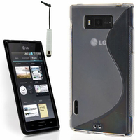 LG Optimus L7 P700/ P705: Accessoire Housse Etui Pochette Coque S silicone gel + mini Stylet - TRANSPARENT