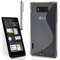 LG Optimus L7 P700/ P705: Accessoire Housse Etui Pochette Coque S silicone gel + Stylet - TRANSPARENT