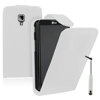 LG Optimus L7 II P710/ L7X P714: Accessoire Etui Housse Coque Pochette simili cuir + mini Stylet - BLANC