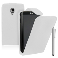 LG Optimus L7 II P710/ L7X P714: Accessoire Etui Housse Coque Pochette simili cuir + Stylet - BLANC