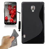 LG Optimus L7 II P710/ L7X P714: Accessoire Housse Etui Pochette Coque S silicone gel + mini Stylet - NOIR