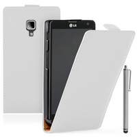 LG Optimus L7 II P710/ L7X P714: Accessoire Housse coque etui cuir fine slim + Stylet - BLANC