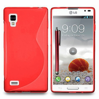 LG Optimus L9 P760/ P765/ P768: Accessoire Housse Etui Pochette Coque S silicone gel + Stylet - ROUGE