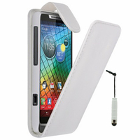 Motorola Razr i XT890: Accessoire Etui Housse Coque Pochette simili cuir + mini Stylet - BLANC