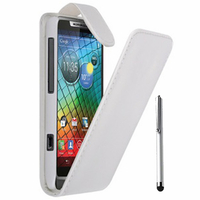 Motorola Razr i XT890: Accessoire Etui Housse Coque Pochette simili cuir + Stylet - BLANC