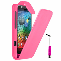 Motorola Razr i XT890: Accessoire Etui Housse Coque Pochette simili cuir + mini Stylet - ROSE