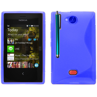 Nokia Asha 503: Accessoire Housse Etui Pochette Coque S silicone gel + Stylet - BLEU