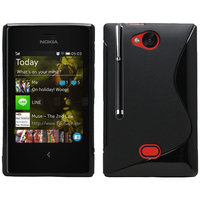 Nokia Asha 503: Accessoire Housse Etui Pochette Coque S silicone gel + Stylet - NOIR