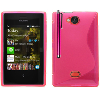 Nokia Asha 503: Accessoire Housse Etui Pochette Coque S silicone gel + Stylet - ROSE