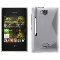 Nokia Asha 503: Accessoire Housse Etui Pochette Coque S silicone gel + Stylet - TRANSPARENT