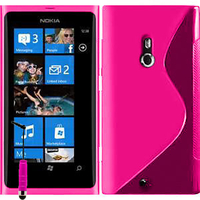 Nokia Lumia 800: Accessoire Housse Etui Pochette Coque S silicone gel + mini Stylet - ROSE