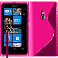 Nokia Lumia 800: Accessoire Housse Etui Pochette Coque S silicone gel + Stylet - ROSE