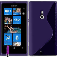 Nokia Lumia 800: Accessoire Housse Etui Pochette Coque S silicone gel + mini Stylet - VIOLET