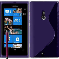 Nokia Lumia 800: Accessoire Housse Etui Pochette Coque S silicone gel + Stylet - VIOLET