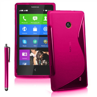 Nokia X/ X+/ A110/ Dual SIM RM-980/ RM-1053: Accessoire Housse Etui Pochette Coque S silicone gel + Stylet - ROSE