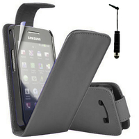 Samsung Galaxy Ace Plus S7500: Accessoire Etui Housse Coque Pochette simili cuir + mini Stylet - NOIR