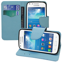 Samsung Galaxy Core Plus G3500/ Trend 3 G3502: Accessoire Etui portefeuille Livre Housse Coque Pochette support vidéo cuir PU effet tissu - BLEU