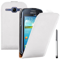 Samsung Galaxy Core I8260/ I8262 Dual Sim: Accessoire Housse coque etui cuir fine slim + Stylet - BLANC