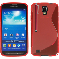 Samsung Galaxy S4 Active I9295/ I537 LTE: Accessoire Housse Etui Pochette Coque S silicone gel + Stylet - ROUGE