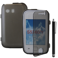 Samsung Galaxy Y Neo GT-S5360 S5369i: Accessoire Coque Etui Housse Pochette silicone gel Portefeuille Livre rabat + Stylet - GRIS